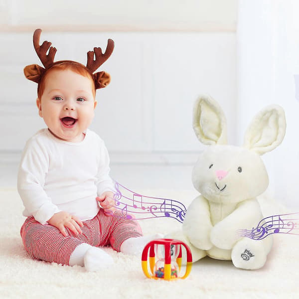 Phoebe the Singing Rabbit Stuffed Animal, Animated Plush Toy with Moving Ears, Interactive and Repeating Bunny Doll