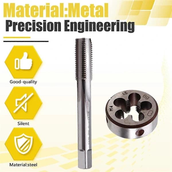 (pow yeah!) 2 pcs M14x1.5 Die and Tap Set High Speed Steel Die Holder Used for Machine Tools Internal and External