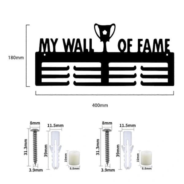 (pow yeah!) Medal Hanger Running Medals Wall Mounted Sturdy Medal Holder Display Hanger