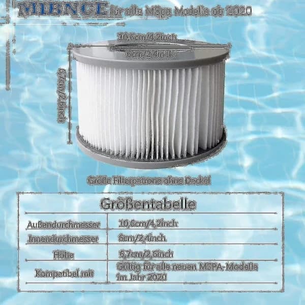 (Pow yeah!) 8-pak erstatningsfilterpatroner til Mspa oppustelig pool, Ruikalucky jacuzzi