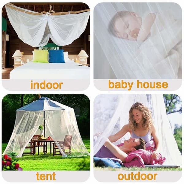 Bed Mosquito Net, Large Square Mosquito Net for Extra Large Bed, White (190 x 210 x 240 cm)