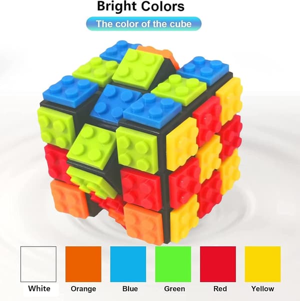 Speed Magic Cube 3x3, Puslespill Hjernegymnastikk Magic Cube med base og klosser, 2-i-1 Klassiske leker for barn voksne gutter jenter gaver 6.6*6.6*6.6cm