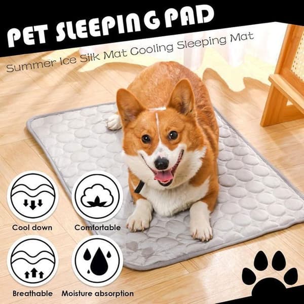 Kølemåtte 70x55 cm til hunde og katte – ideel til sofa eller gulv (grå)