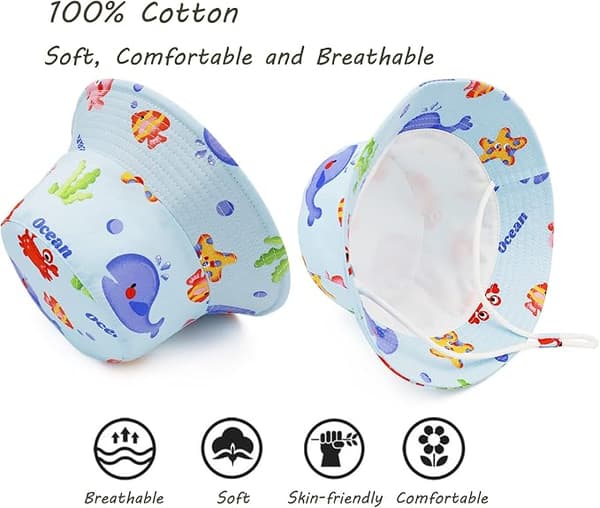 Summer Sun Hat, Pure Cotton Beach Hat, Unisex Cartoon Animal and Fruit Pattern Octopus-tfrf Octopus octopus