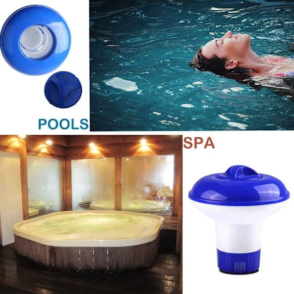 Flydende dispenser klortabletter boblebad pool spa, flydende poolklor, klortabletholder (5 tommer)