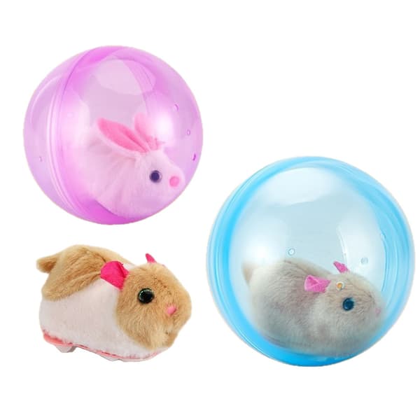 Interactive Cat Toy Ball, Automatic Rolling Pet Toy with Plush Hamster for Cats and Small Pets Small rabbit + blue ball Small rabbit + blue ball