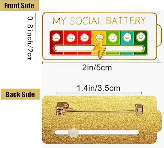 2-pack roliga sociala batteribroschnålar - 7 dagars humörmärkeset [JUN]