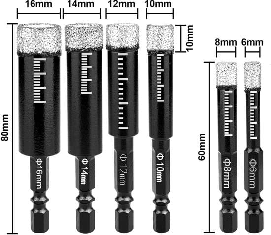 6 Pieces Tile Drill Bits Diamond Drill Bits - Ceramic, Granite, Marble, Glass, Pottery - Laser-Welded Diamond Glass Hole Saw - Marble Tile Hole Saw
