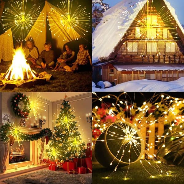 LED Firework Lights Decorative LED Firework Lights Remote Control Battery Box Copper IP54 Waterproof