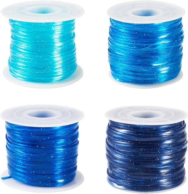Platta glitterband 3 mm blå snörning för vänskapsarmband Blue