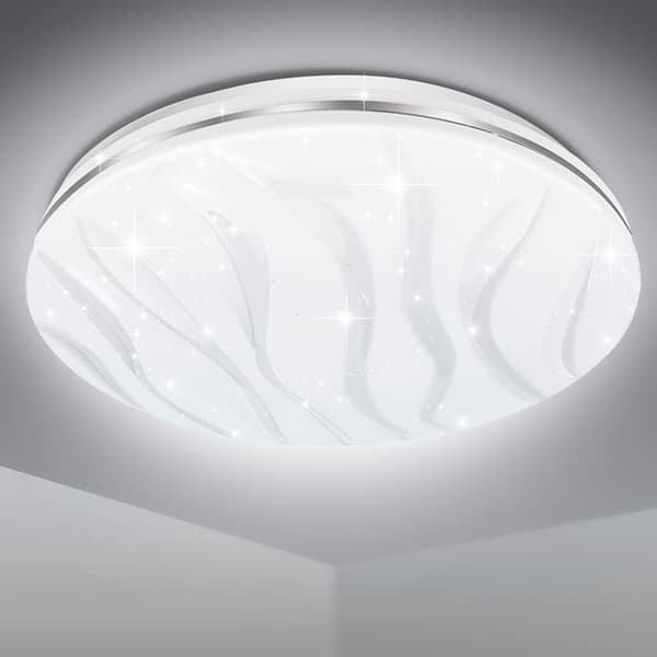38CM LED Ceiling Light, 36W Modern Cool White Ceiling Lighting 6000K, White Wave Stripes, Ceiling Lamp is Suitable for Living Room
