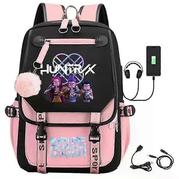 Stilren K-Pop Demon Hunters-inspirerad ryggsäck för animefans [JUN] B B