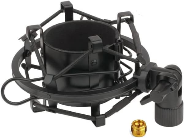Sort universelt mikrofonstativ til kondensatormikrofoner med stor diameter 48-51 mm