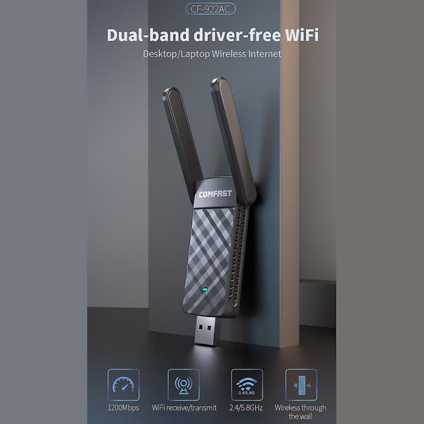 Wifi-mottaker for Windows XP USB trådløst Wifi-kort nettverksadapter 2.4g/5ghz