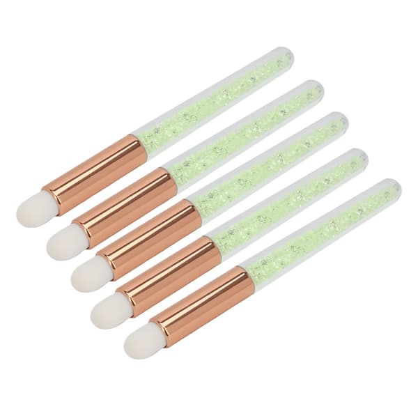 5 Pcs Round Tip Lip Brushes with Rhinestone Handle, Soft Bristles, Lipstick Applicator