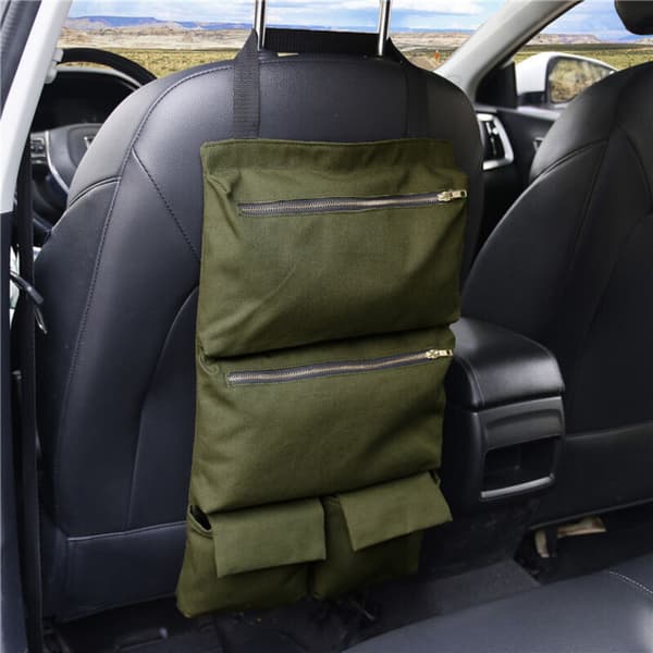 Tool Roll, Multifunctional Canvas Tool Roll, Wrench Roll, Roll-Up Tool Organizer with 2 Zipper Pockets, Car Tool Organizer