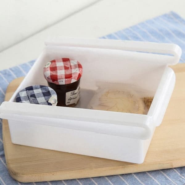 Sliding Freezer Refrigerator Space-Saving Storage Box Organizer Holder Shelf Rack New.white