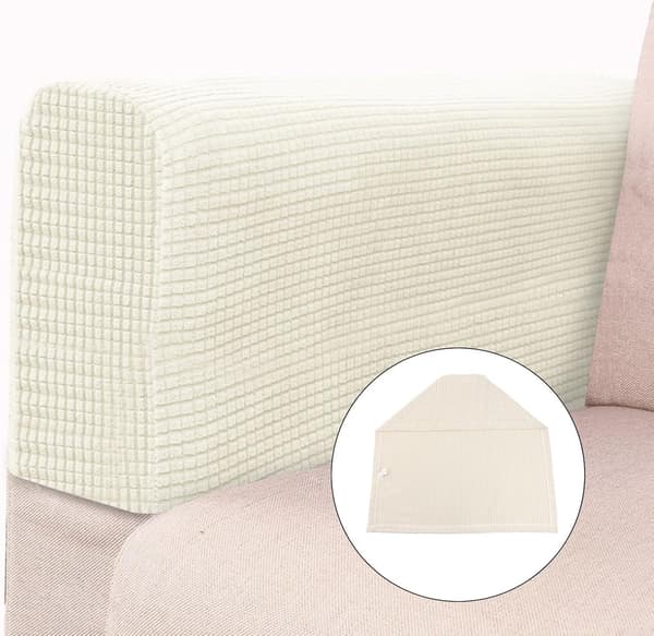 Armlenebeskyttere Sofa laget av tøyelig og maskinvaskbart materiale for å gi varig beskyttelse (hvit) rice white