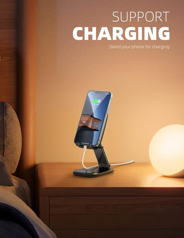 Black-(110*80*28MM) Adjustable Phone Holder, Phone Dock - Foldable Docking Stand Compatible with iPhone 14 Pro Max Plus, 13/