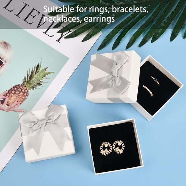 5-pack Small Gift Box, Square Jewelry Gift Box, Jewelry Case with Bow, Empty Ring Gift Boxes, Gift Box with Lid