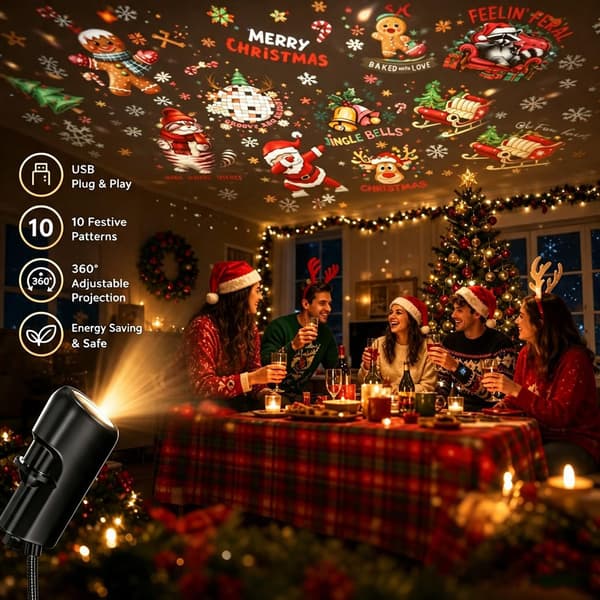 Plug and Play HD Christmas Projector, Christmas Projection Night Light (10 pcs)