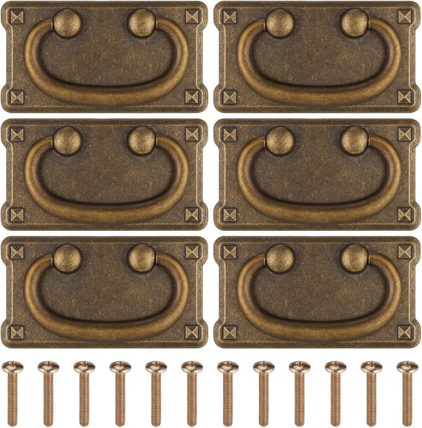 Vintage Skuffehåndtag, 6 STK Antik Kaffe Bronze Skuffering Pu