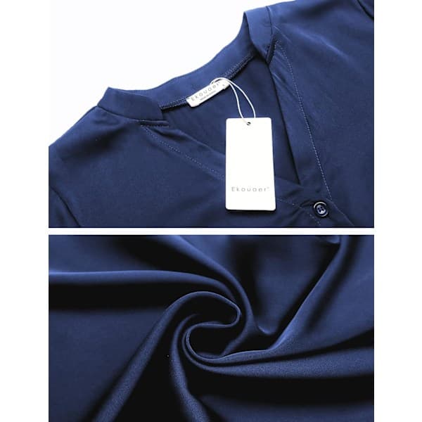 Silkesskjorta för damer, pyjamas med knappar, sovskjorta S S S