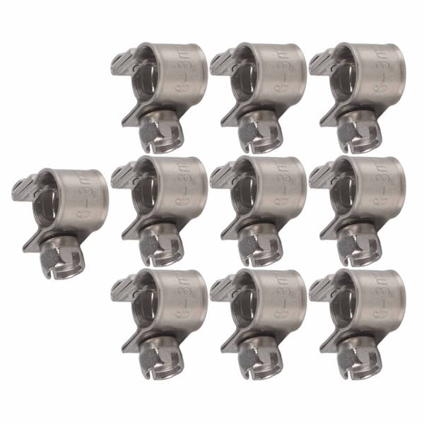 Mini slangeklemmer i rustfrit stål, sortiment af 10, 6 mm til 20 mm