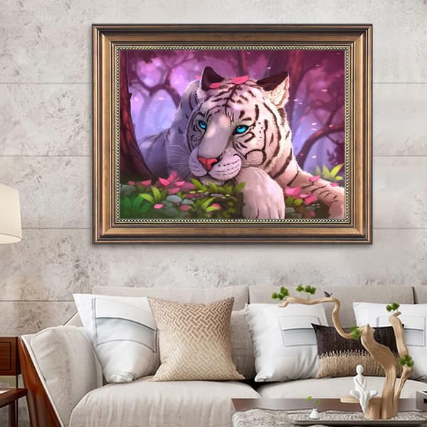 5D Diamantmalingssæt, DIY Tiger Diamantkunst sæt, 30 x 40 cm