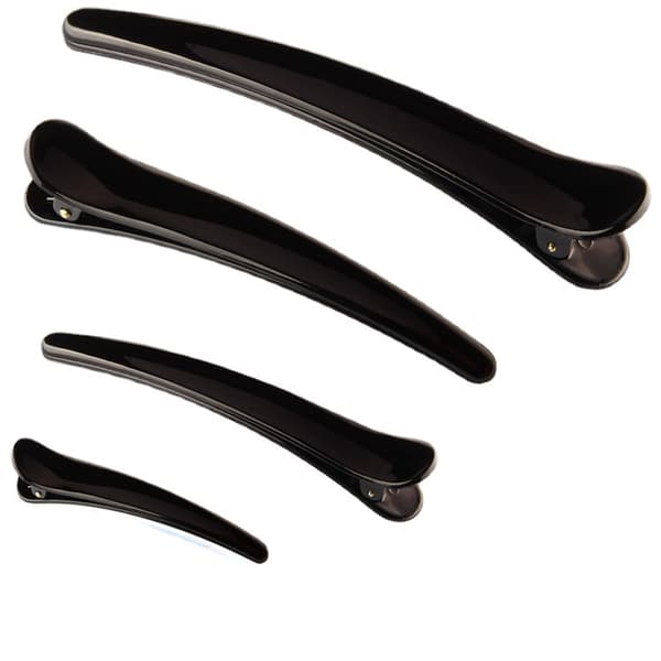 Sort, 12 stk, 12 cm, professionelle hårklemmer til styling og klipning, N