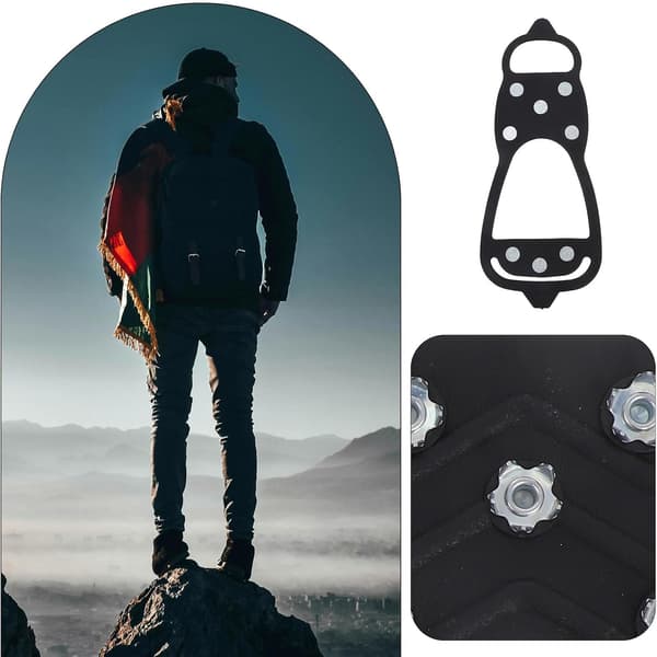 Antiskli-brodder med 8 pigger, 2 par svart plast