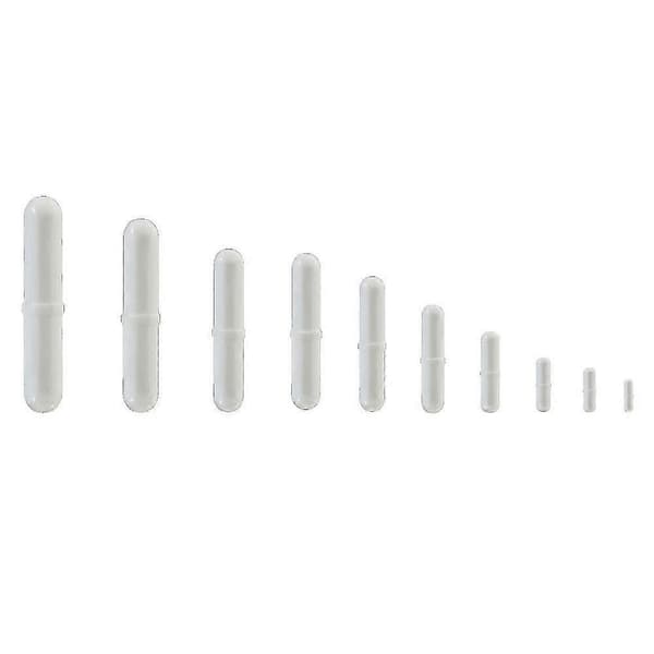 10 stk PTFE Magnetomrører Mixer Rørestav Spinbar Omrøring til Laboratoriebrug Hvid Farve