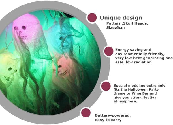 Halloween-rekvisitter 10 LED Halloween dekorative lys batteridrevne