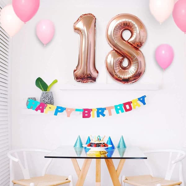 18-års bursdagsdekorasjon, festballonger 18-årsnummer