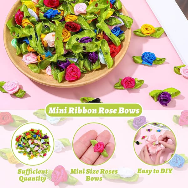 200 stk. miniblomster til håndarbeid, 15 mm stoffbryllup