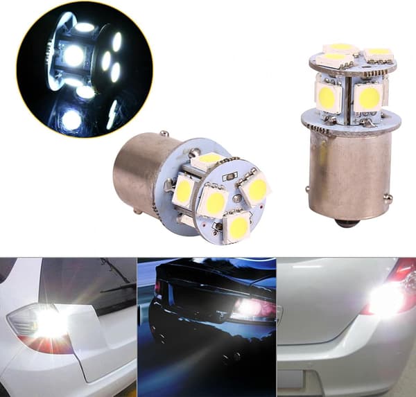 2 stk hvite LED-bilbremselyspærer LED-baklyspære