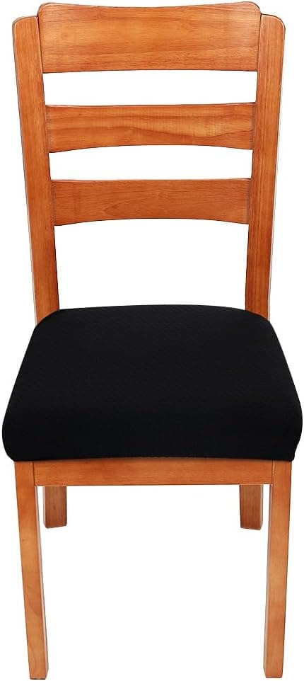 Stretchiga stolsöverdrag för matsal, svarta 4PC Jacquard matstolsöverdrag