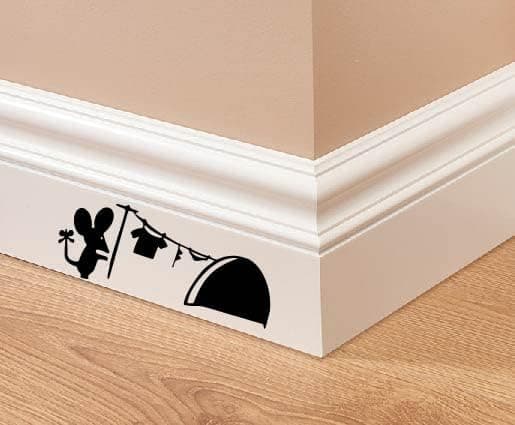 18x7cm Musehull Hus Vinyl Veggdekor for Gulvlist