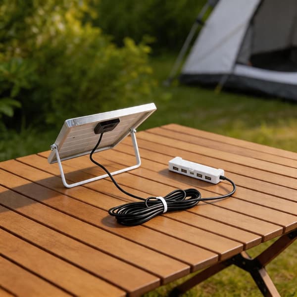 4 USB-porter, batterilader for utendørs campingbruk Bærbart 6W solcellepanel med 5V for