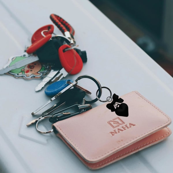 4 STK Sorte Hjerteformede Nøgleringe 4 STK Sort Pink