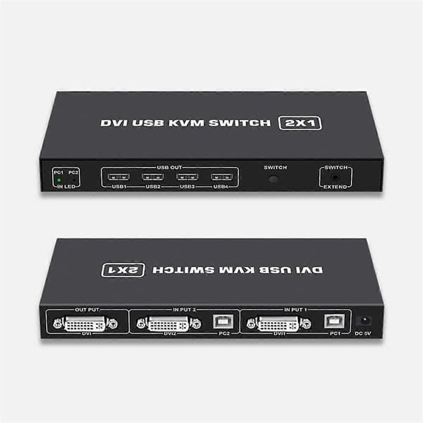 DVI KVM-switch 2-in-1 4K Two computers share USB keyboard, mouse, printer, monitor, multifunctional switching display