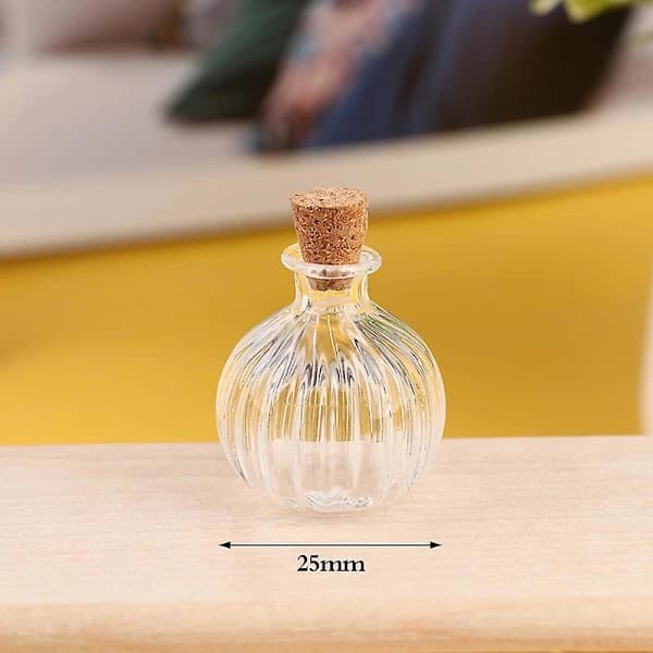 (pow yeah!) 1:12 Dockhus Miniatyr Glasflaska Korklock Liten Burk Flaskor Dockhus Dekor Transparent 35mm