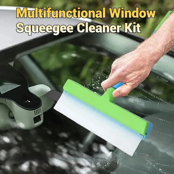 Silicone Window Squeegee with Ergonomic Non-Slip Handle and Streak-Free Blade for Windows, Mirrors, Shower Doors, Glass