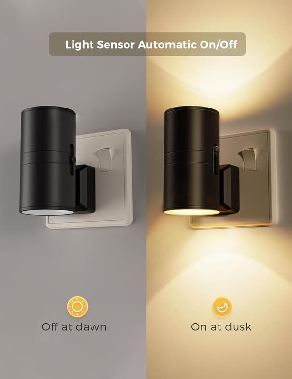 LED Natlampe med Stik, [2-pak] Varm Hvid