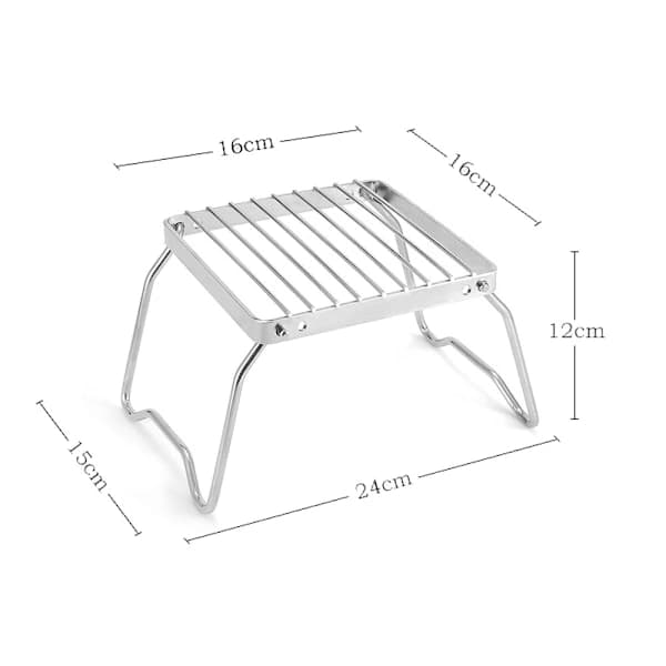 Mini grillstativ i rustfritt stål, sammenleggbart bærbart grillstativ for camping, uteplass, bakgård og utendørs matlaging