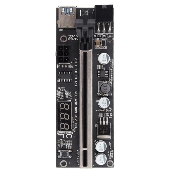 PCI E-adapterkort Temperaturdisplay PCI E Riser-kort med 1X-adapter 1x till 16x förlängningskabel