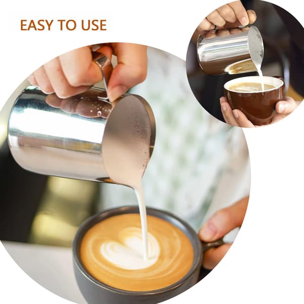 Espressokander i rustfrit stål, mælkeskummer til espressomaskiner Cappuccino Latte Art Sølv, 350 ml