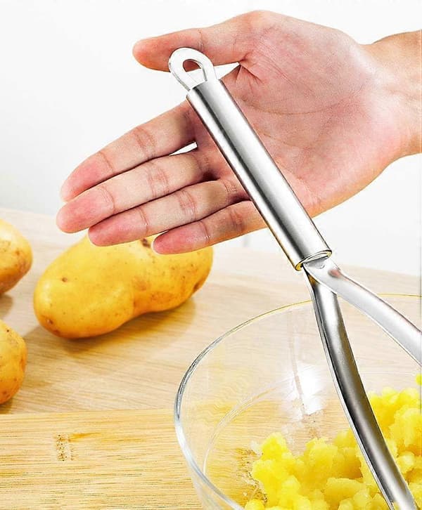 Kraftig kartoffelmoser i rustfrit stål med ergonomisk skridsikkert greb til grøntsager og frugter Ref: 3978