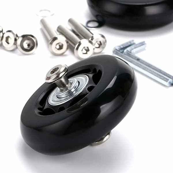 2 erstatningshjul til kuffert med leje 60 x 18 mm, sorte.