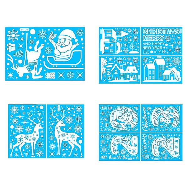 Jul fönsterdekorationer, tomte, älgtryck (4 ark)